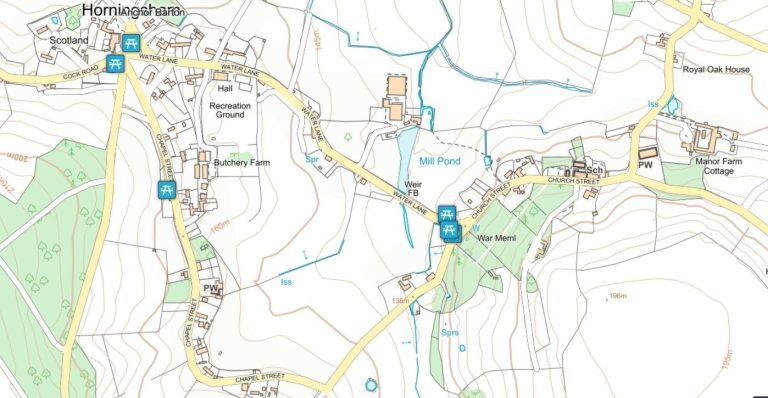 Map showing location of benches