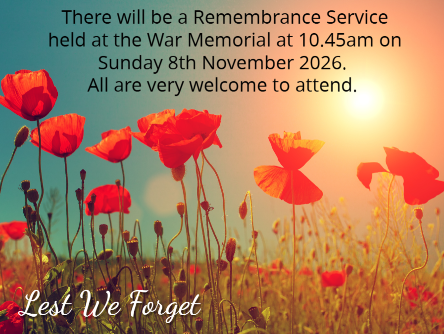 A poster for a remembrance service 10.45 9.11.25